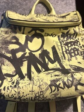 DKNY Yellow Graffiti Print Backpack